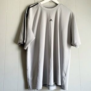 ADIDAS Mens Y2K Vintage 3 Stripe 1/2 Sleeve Training Top Gray & Black XL